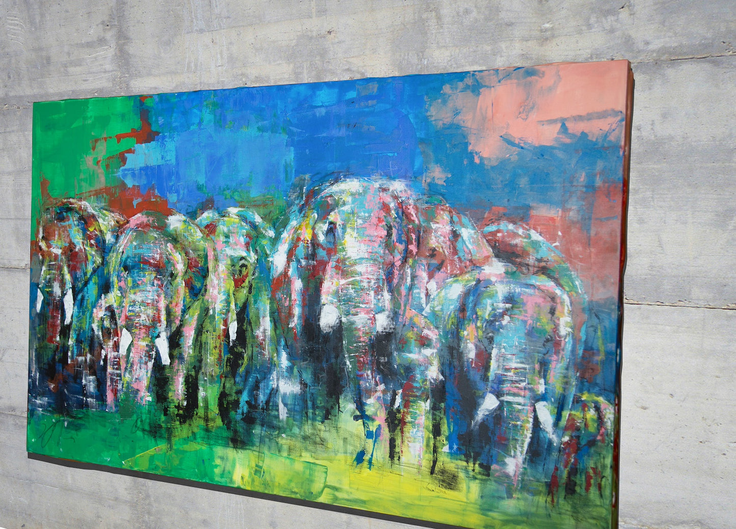 Elephants 勇者の群れ painting