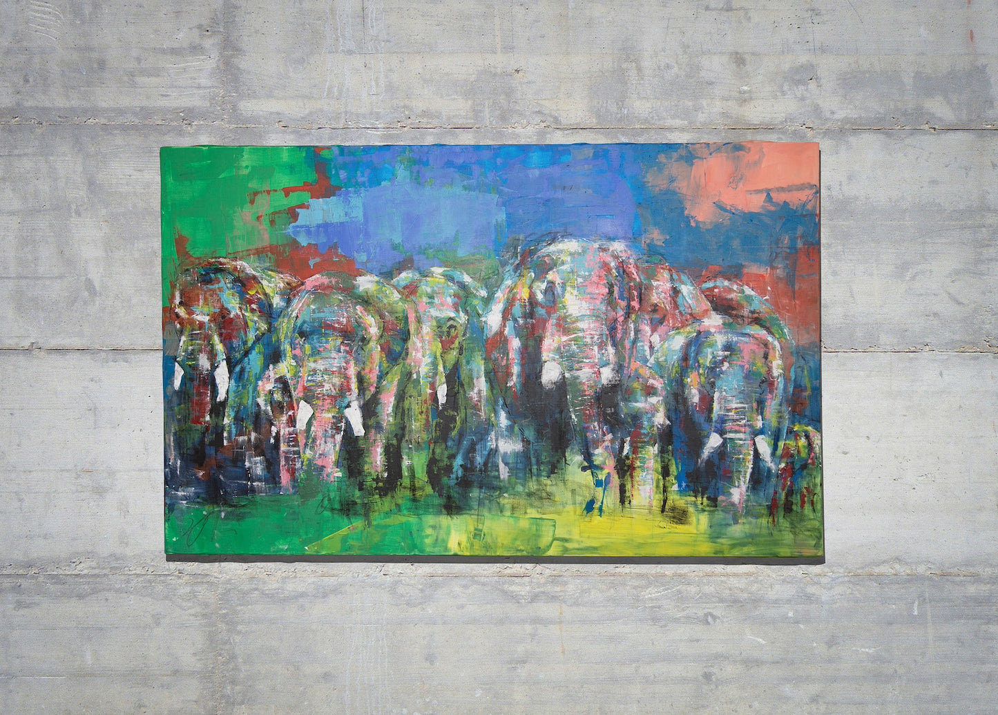 Elephants 勇者の群れ painting