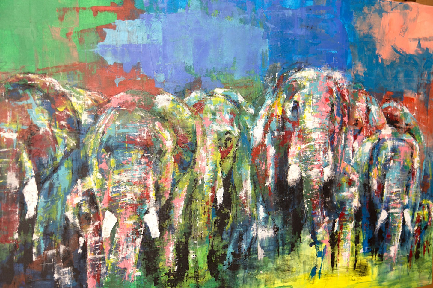 Elephants 勇者の群れ painting