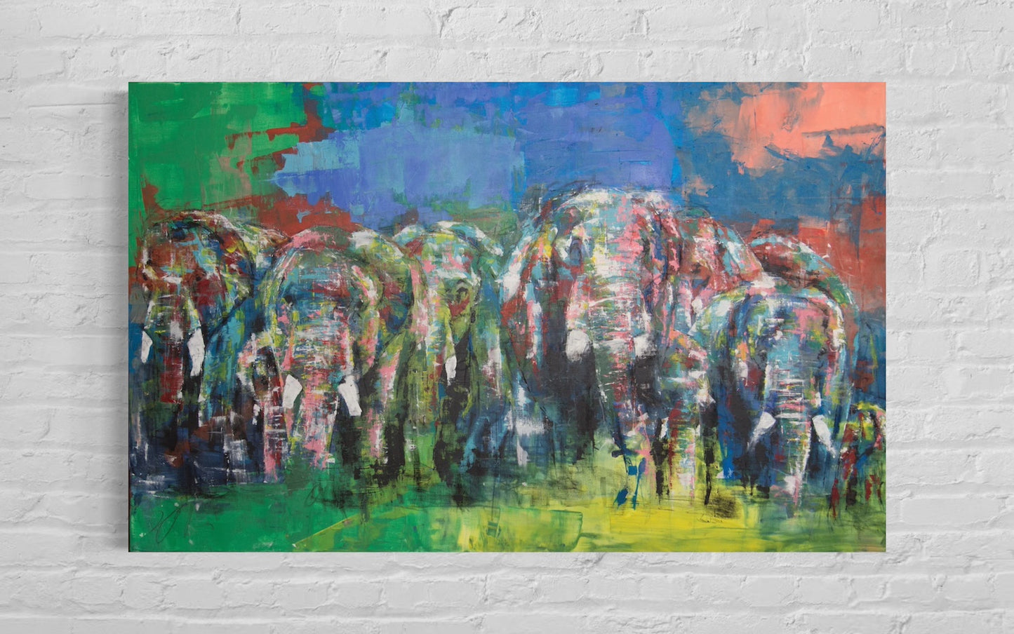 Elephants 勇者の群れ painting