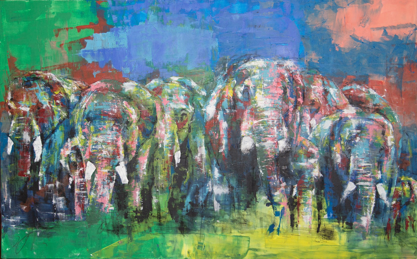 Elephants 勇者の群れ painting