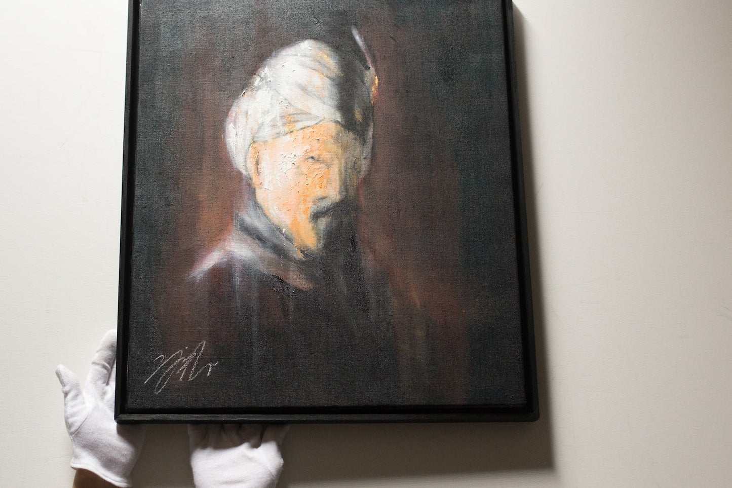 Bust of an old man with turban after Rembrandt contemporary painting art