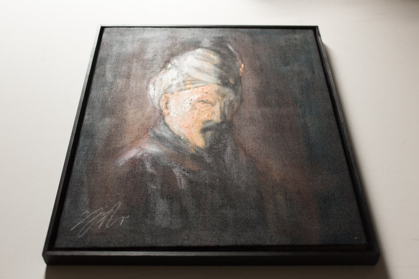Bust of an old man with turban after Rembrandt contemporary painting art