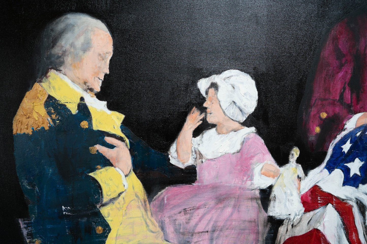 G.W G.Ross R.M B.R with the first American flag contemporary painting art
