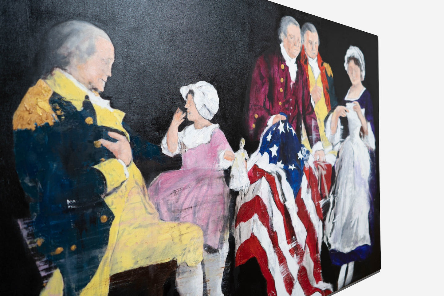 G.W G.Ross R.M B.R with the first American flag contemporary painting art