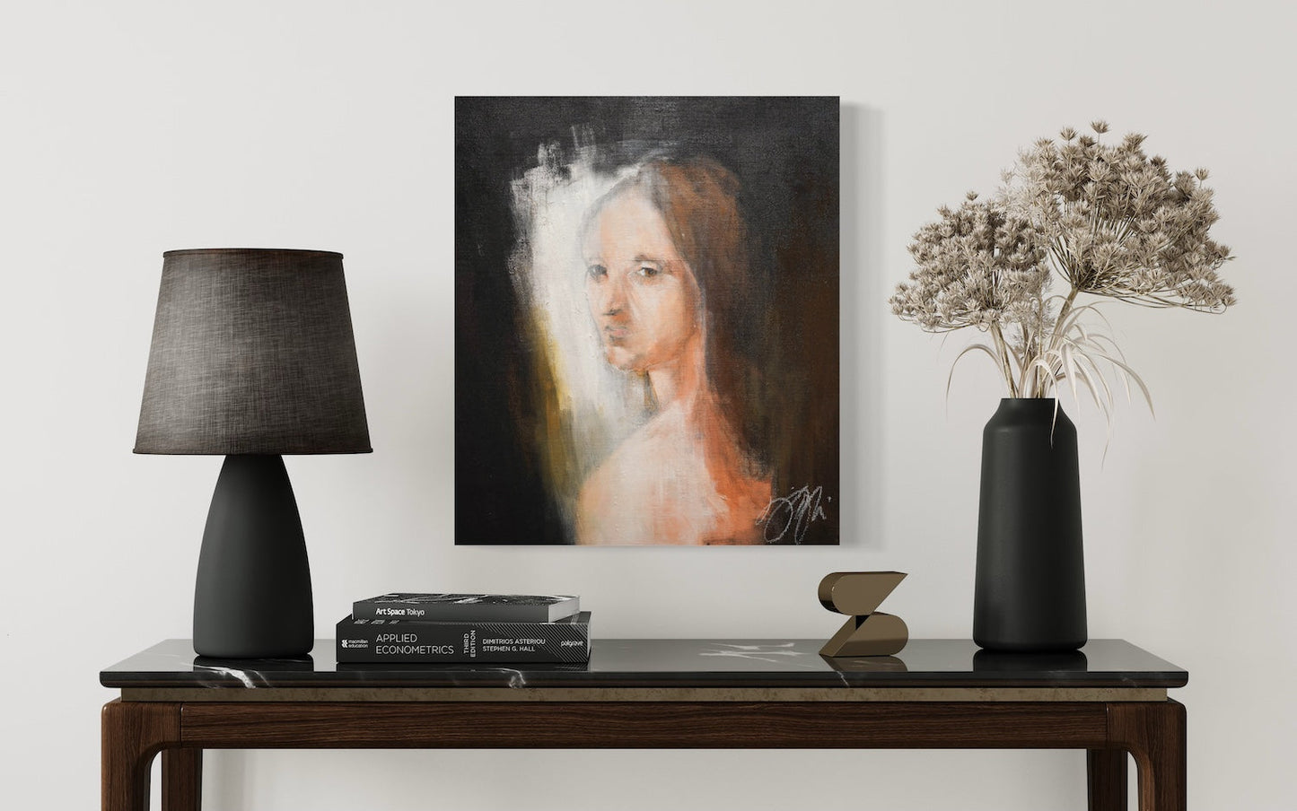 Head of a Young Woman contemporary after Leonardo da vinci contemporary painting art