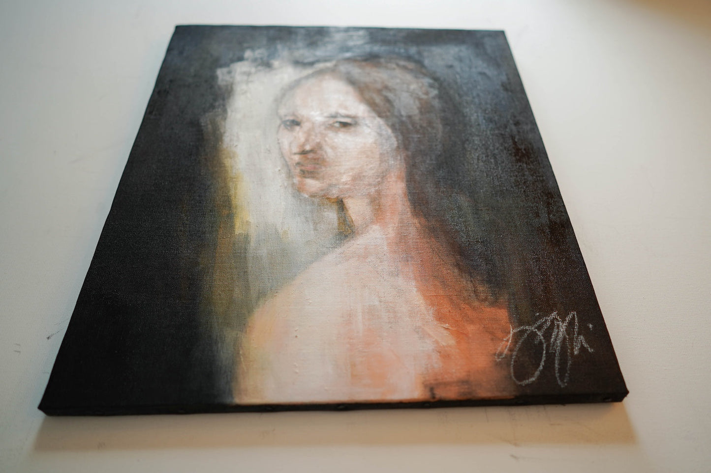 Head of a Young Woman contemporary after Leonardo da vinci contemporary painting art