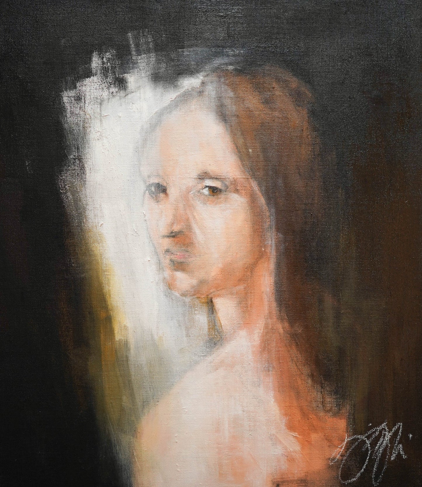 Head of a Young Woman contemporary after Leonardo da vinci contemporary painting art