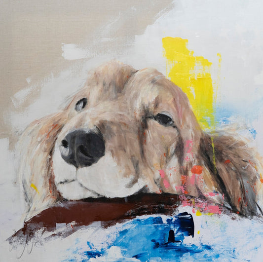 a dog Dachshund  contemporary painting art