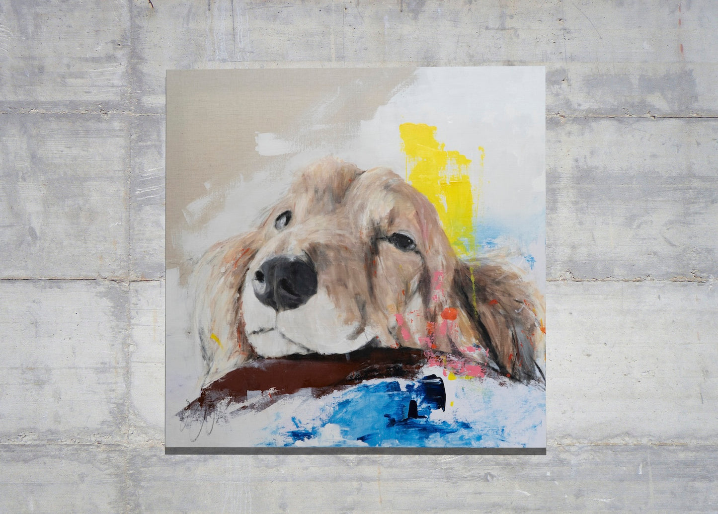 a dog Dachshund  contemporary painting art