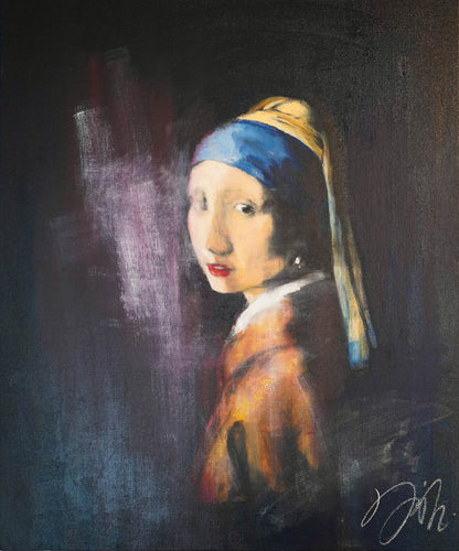 Girl with a pearl earring contemporary painting