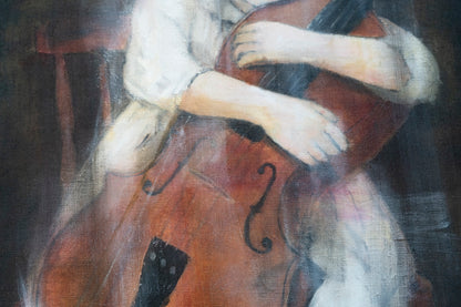 a girl cellist  contemporary painting art