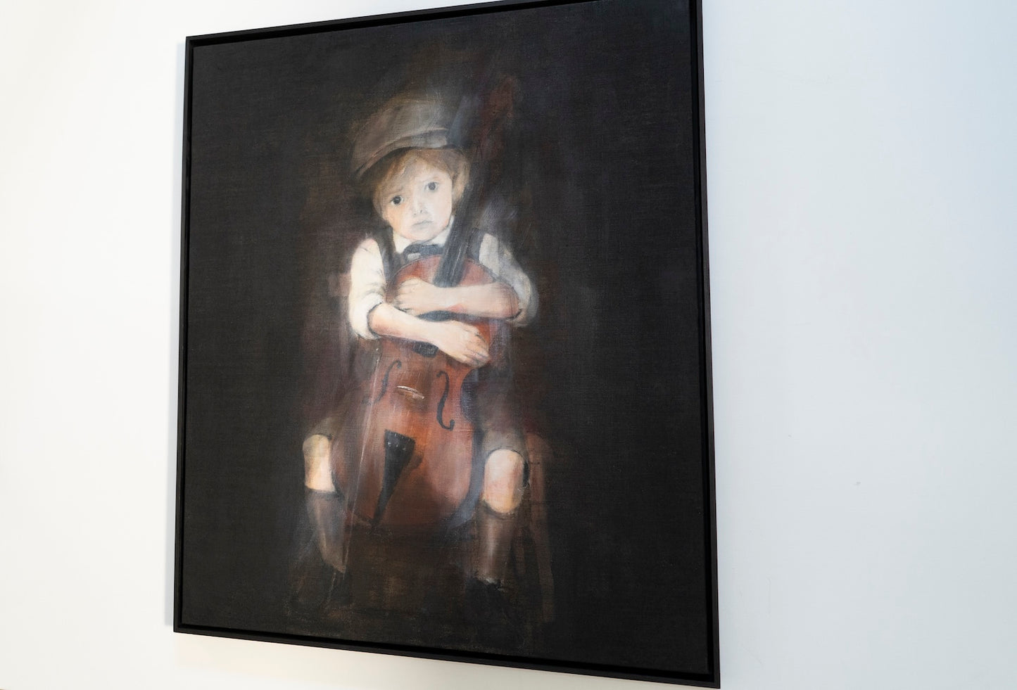 a boy cellist  contemporary painting art