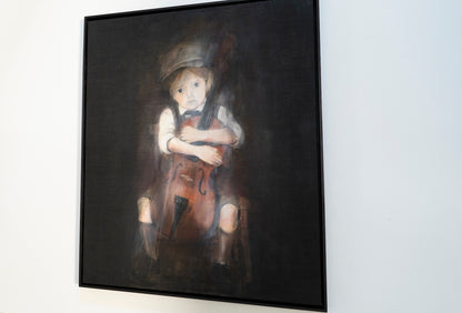 a boy cellist  contemporary painting art