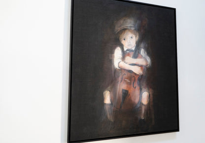a boy cellist  contemporary painting art