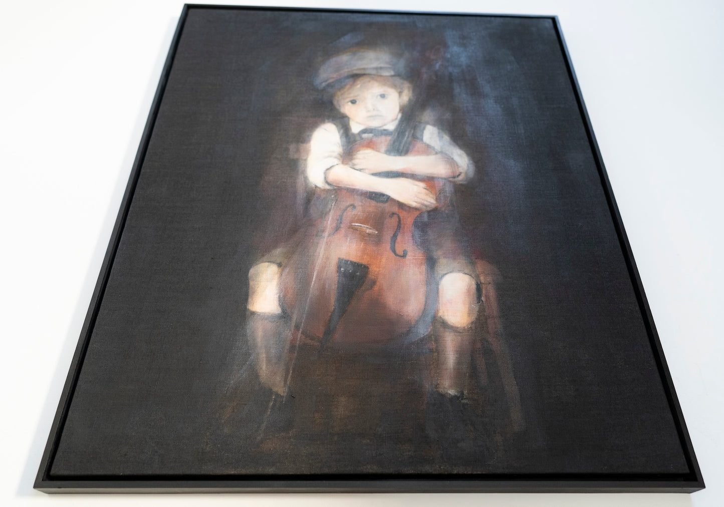 a boy cellist  contemporary painting art