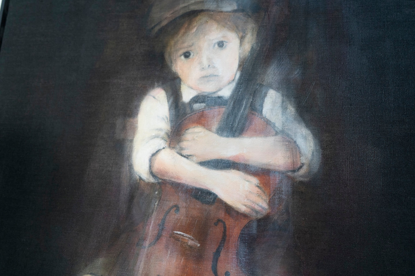 a boy cellist  contemporary painting art