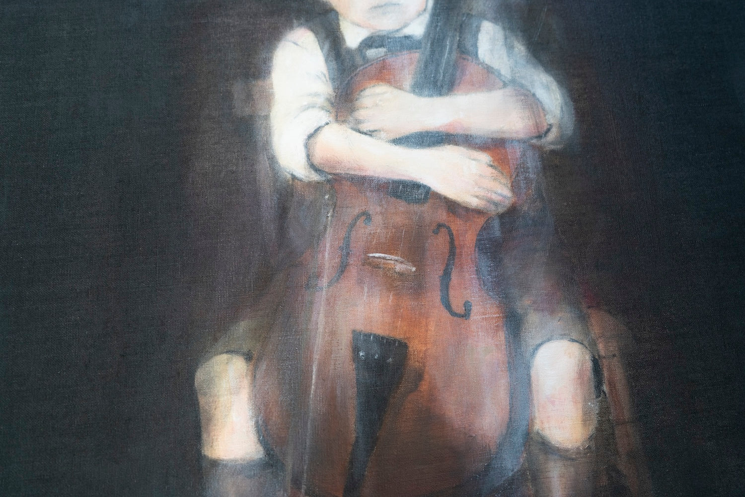a boy cellist  contemporary painting art
