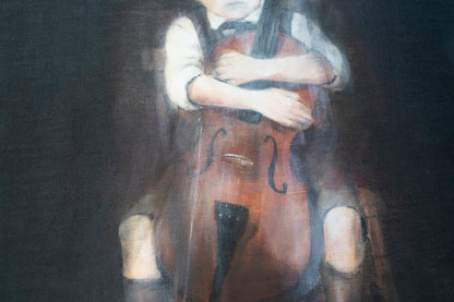 a boy cellist  contemporary painting art