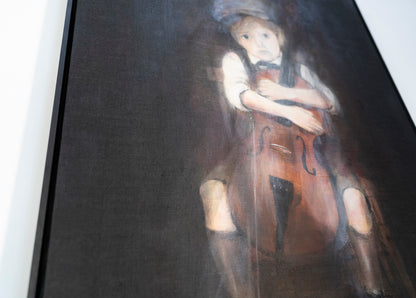 a boy cellist  contemporary painting art