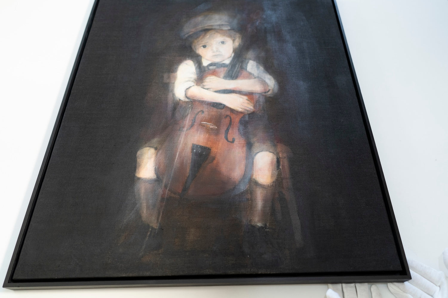 a boy cellist  contemporary painting art