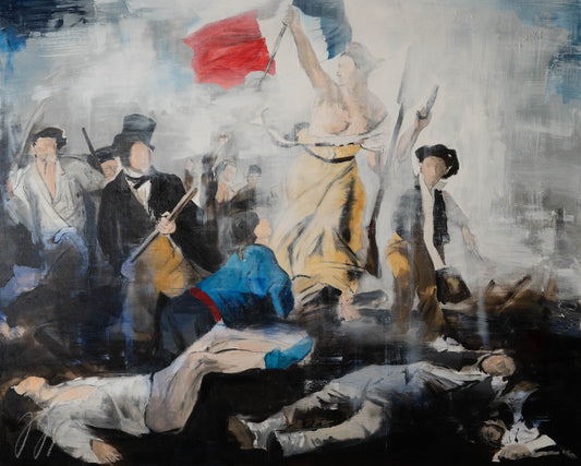 "Liberty Leading the People" after Delacroix contemporary painting