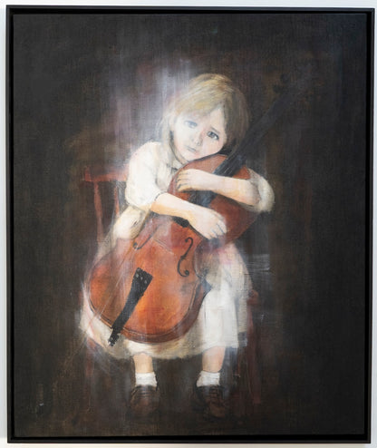 a girl cellist  contemporary painting art
