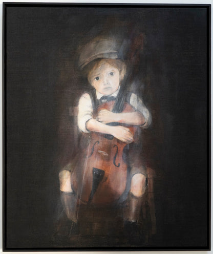 a boy cellist  contemporary painting art