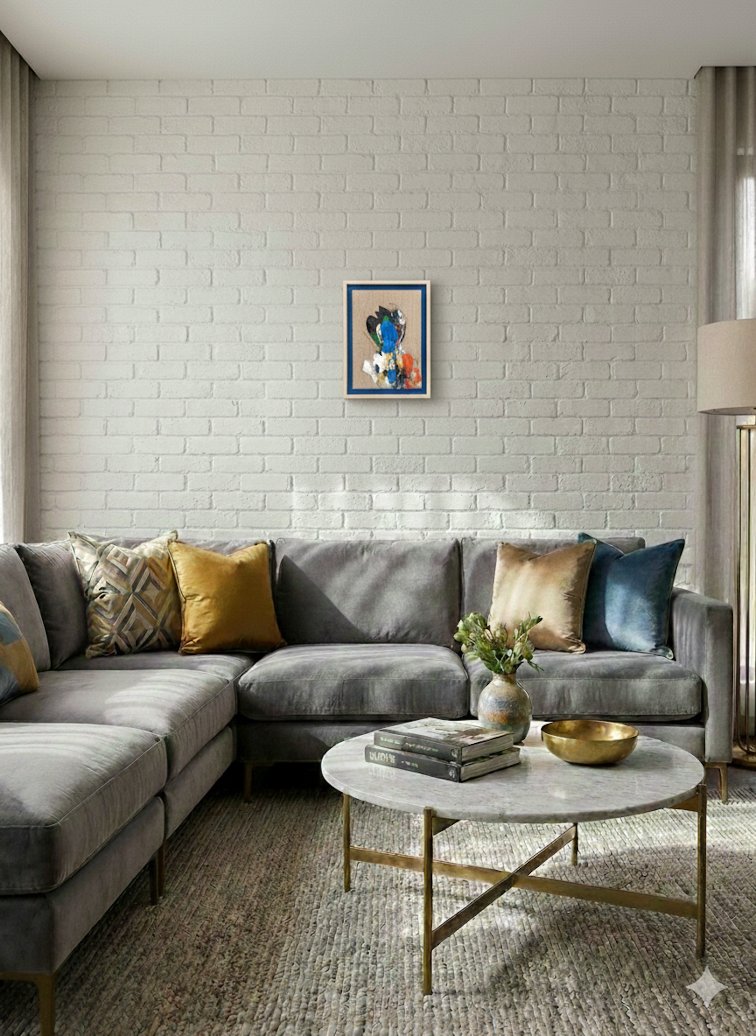 English Blue Portrait work      contemporary painting art