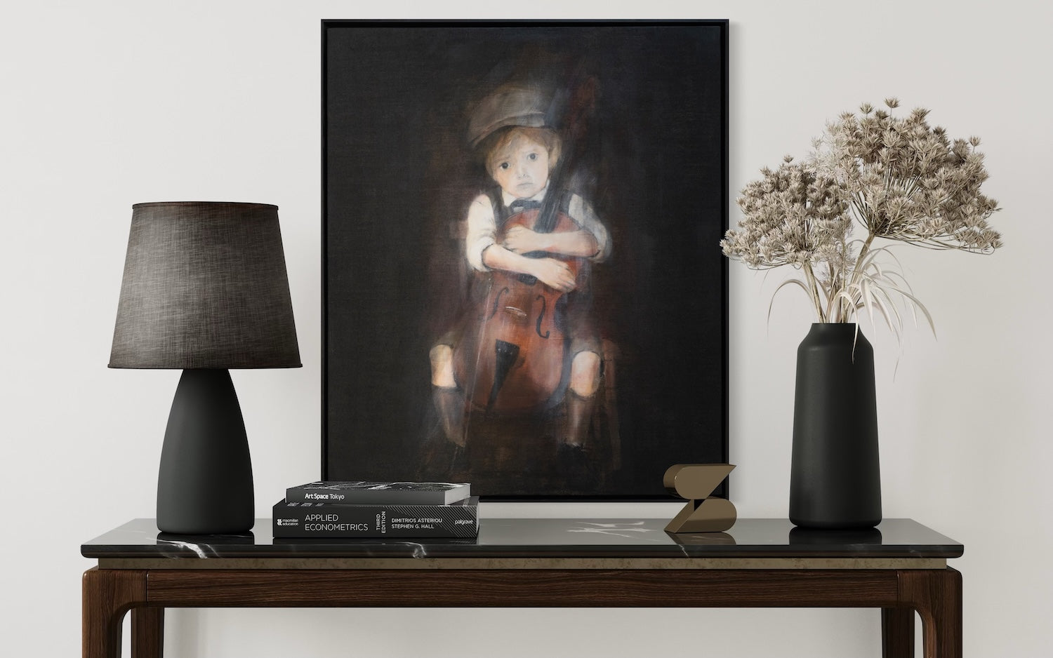 a boy cellist  contemporary painting art