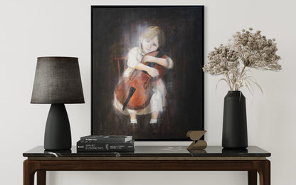 a girl cellist  contemporary painting art