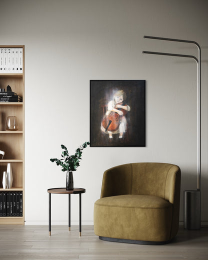 a girl cellist  contemporary painting art
