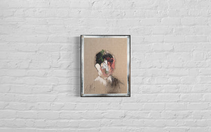 Antique Silver Portrait work contemporary painting art