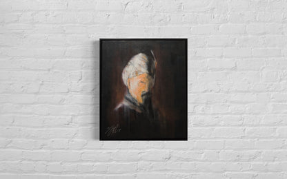 Bust of an old man with turban after Rembrandt contemporary painting art