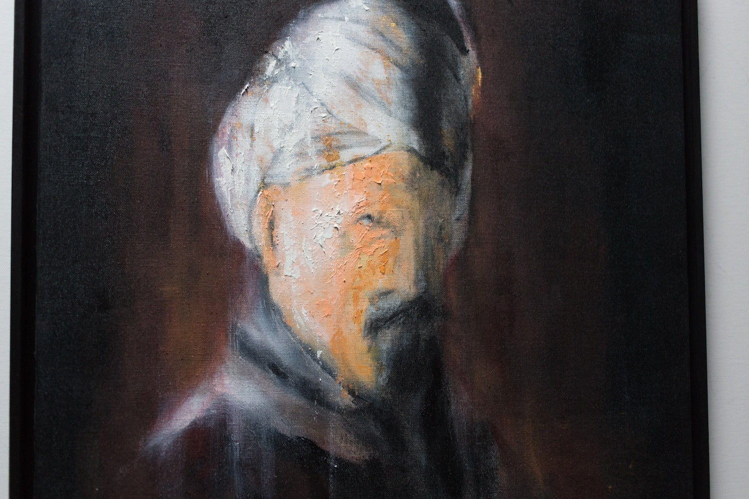 Bust of an old man with turban after Rembrandt contemporary painting art