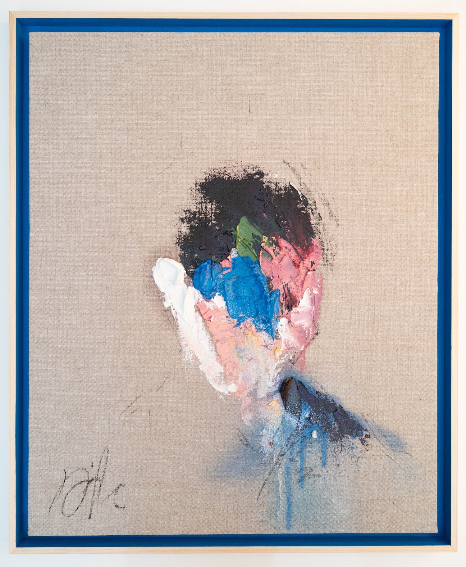 English Blue Portrait work (Large size) contemporary painting art