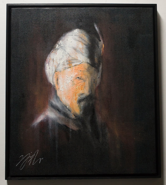 Bust of an old man with turban after Rembrandt contemporary painting