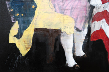 G.W G.Ross R.M B.R with the first American flag contemporary painting art