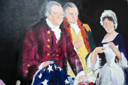 G.W G.Ross R.M B.R with the first American flag contemporary painting art