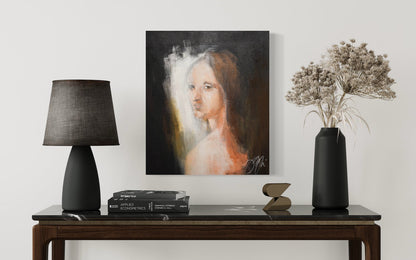 Head of a Young Woman contemporary after Leonardo da vinci contemporary painting art