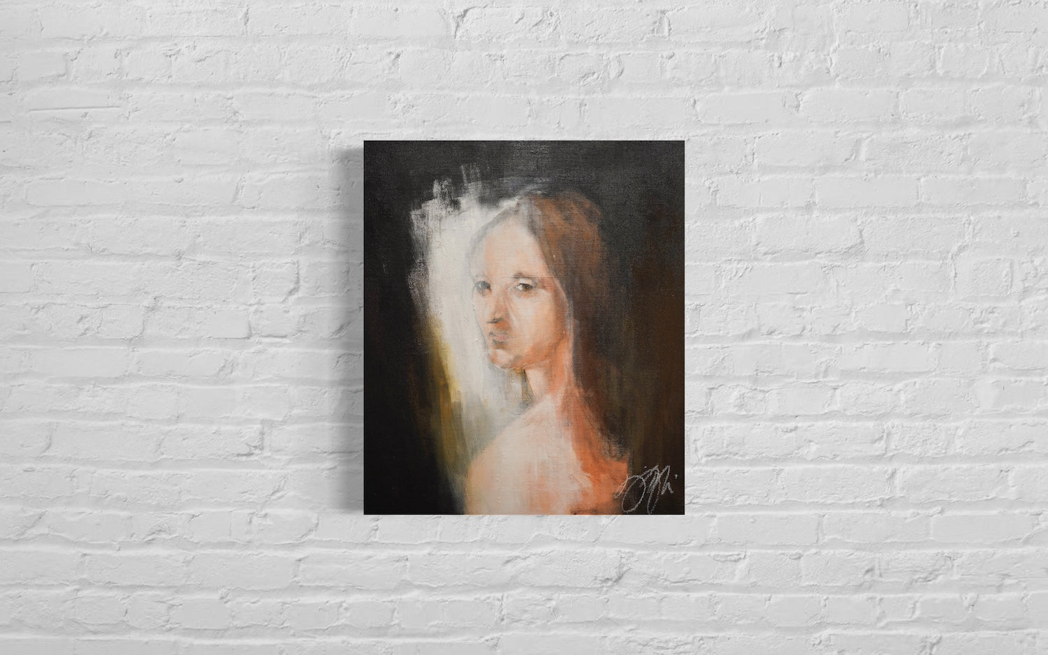 Head of a Young Woman contemporary after Leonardo da vinci contemporary painting art