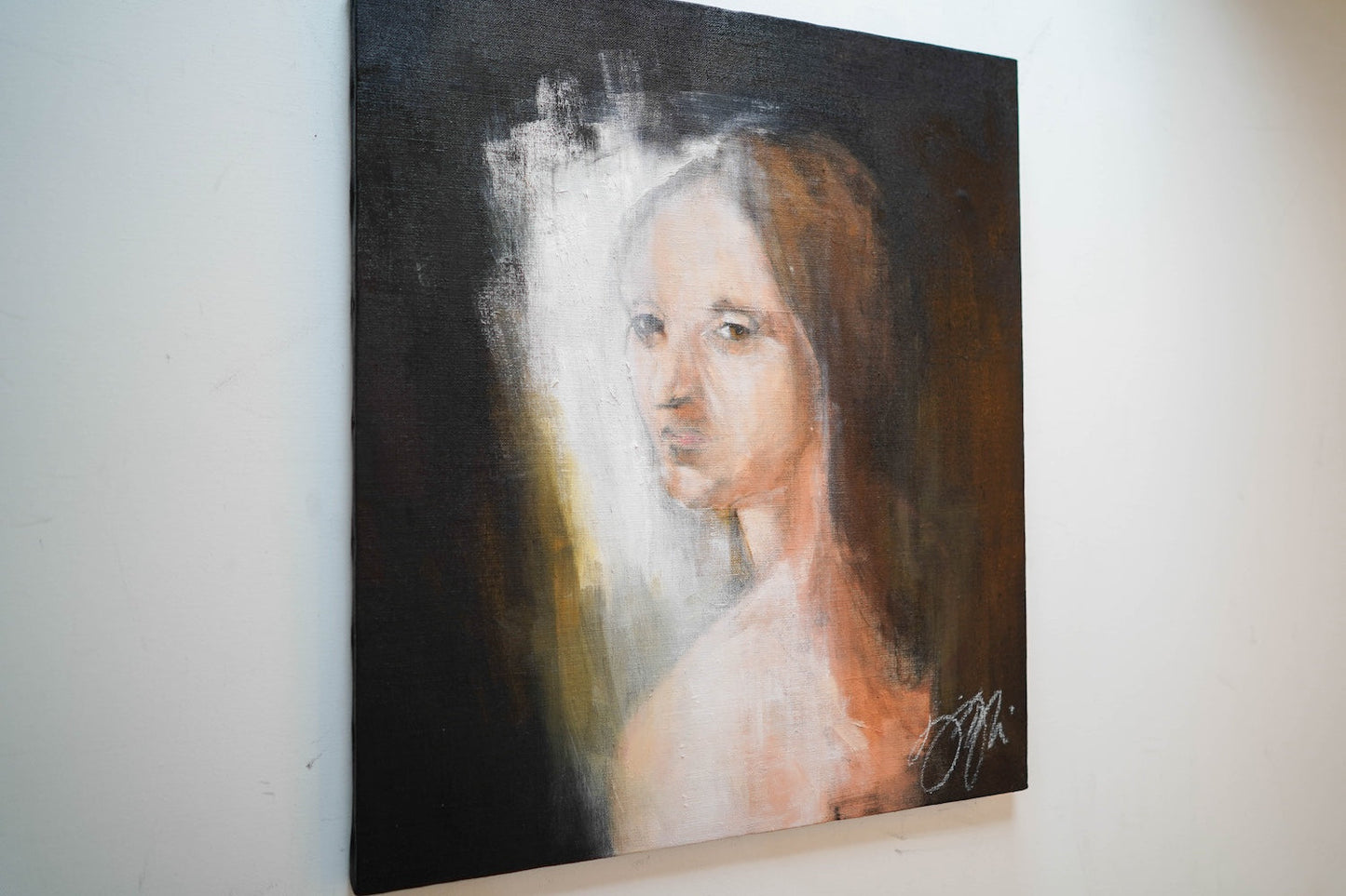 Head of a Young Woman contemporary after Leonardo da vinci contemporary painting art