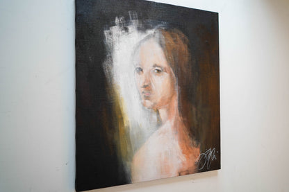 Head of a Young Woman contemporary after Leonardo da vinci contemporary painting art