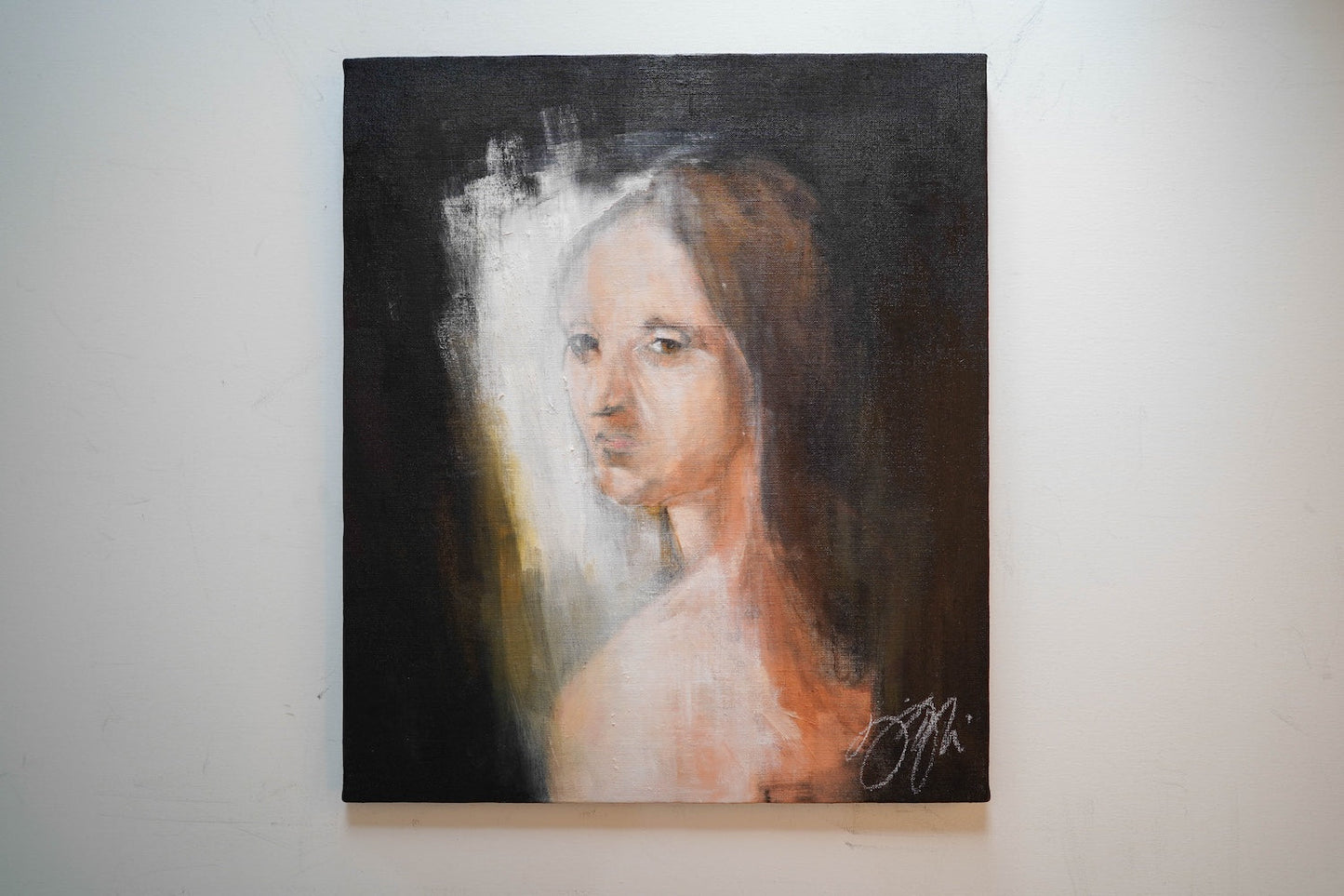 Head of a Young Woman contemporary after Leonardo da vinci contemporary painting art