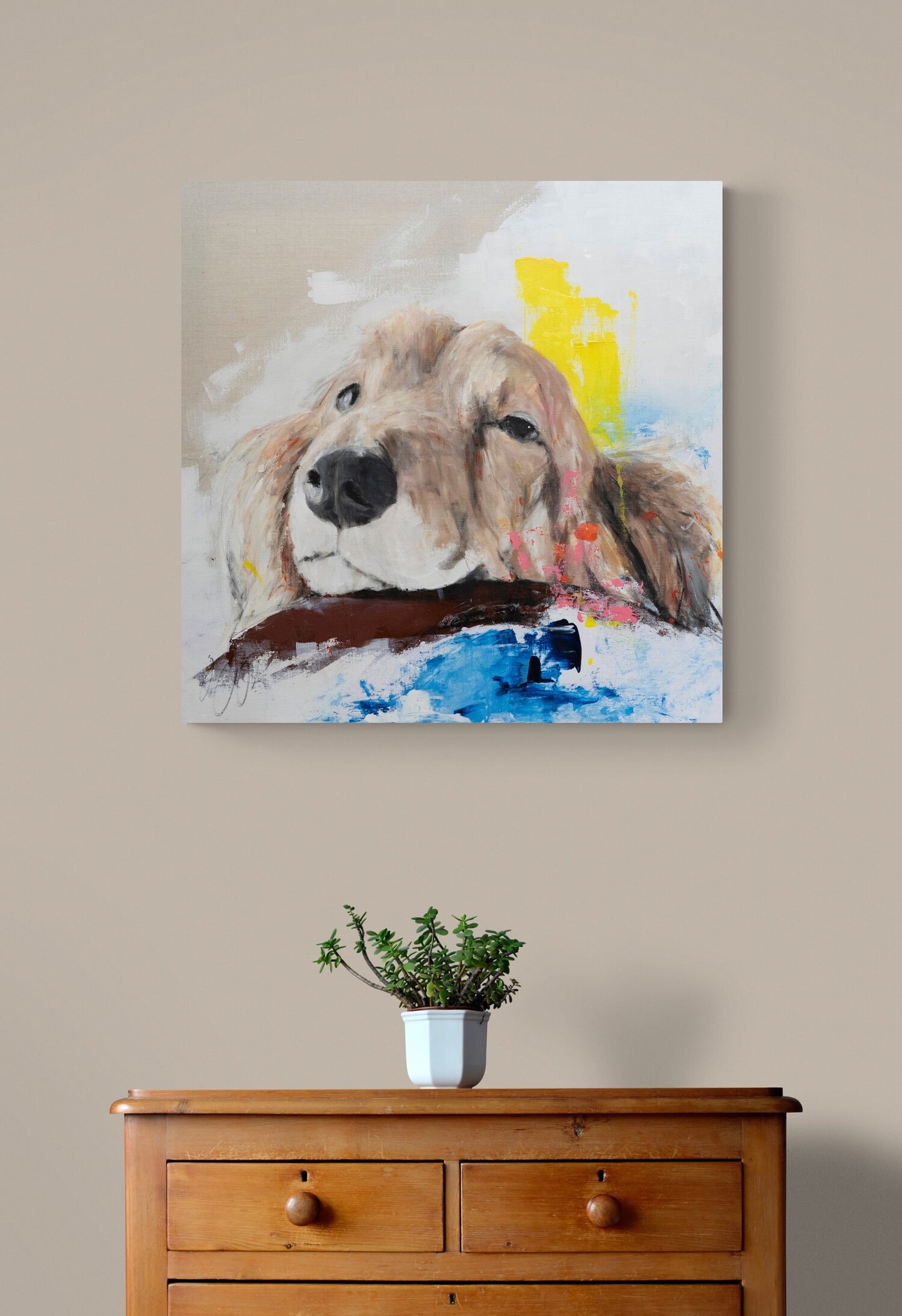 a dog Dachshund  contemporary painting art