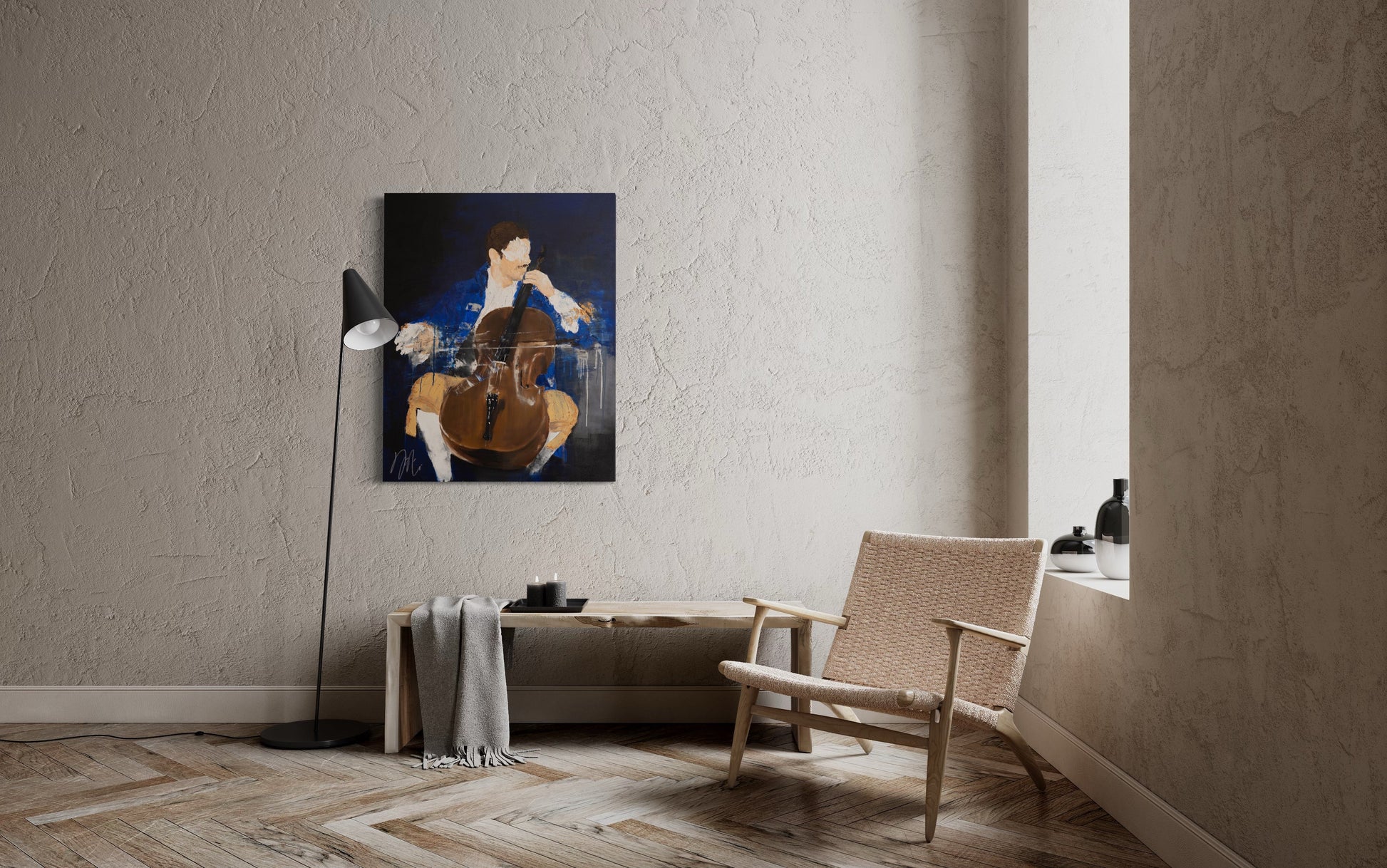 The Cellist contemporary painting art