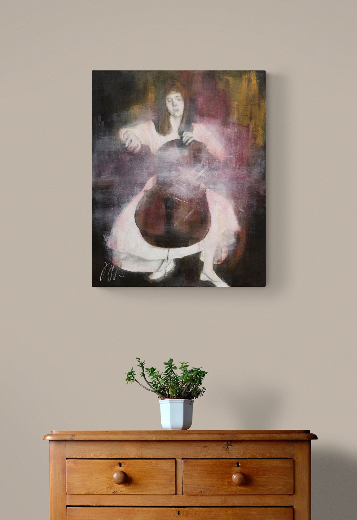 The Cellist contemporary painting art