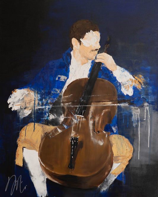 The Cellist contemporary painting art